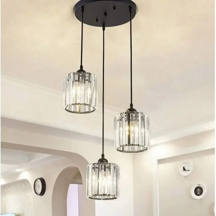 Modern 3 in 1 Crystal Cluster pendant chandelier