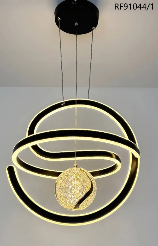 Minimalist Black LED Spiral Chandelier