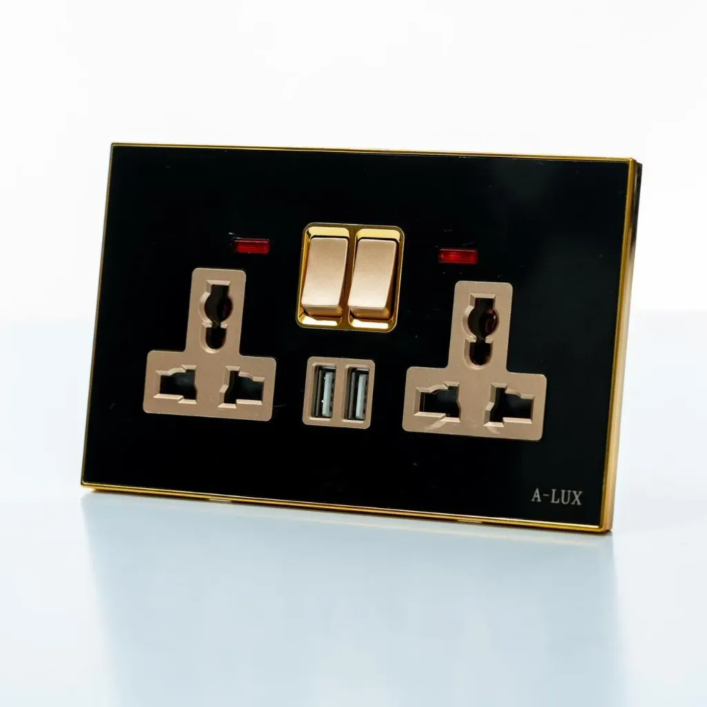 Double Socket with Double USB Ports